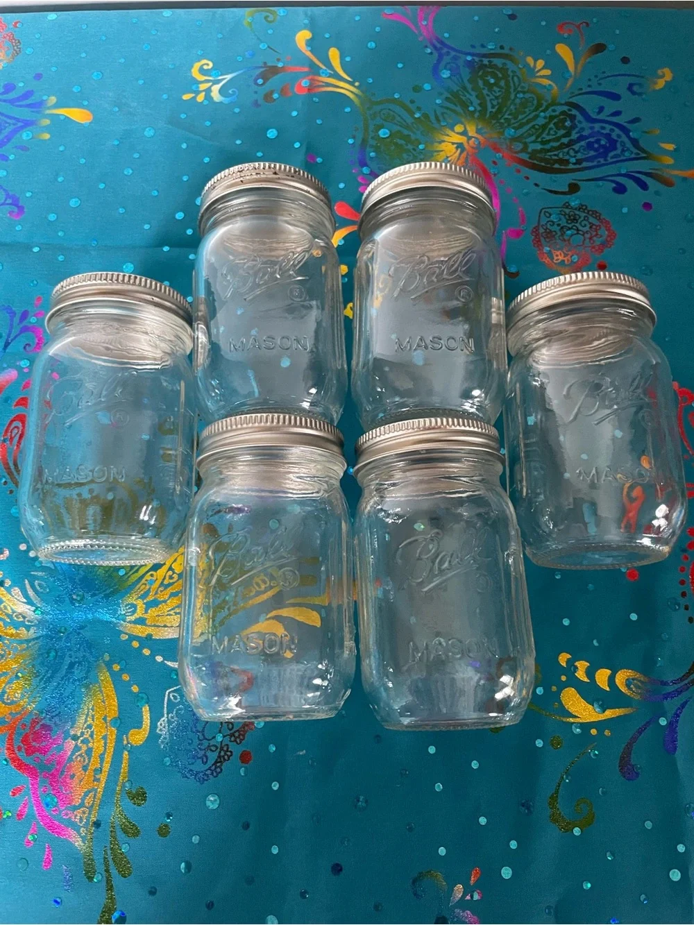 Ball Mason Glass Jars with Silver Lids - Set of 6